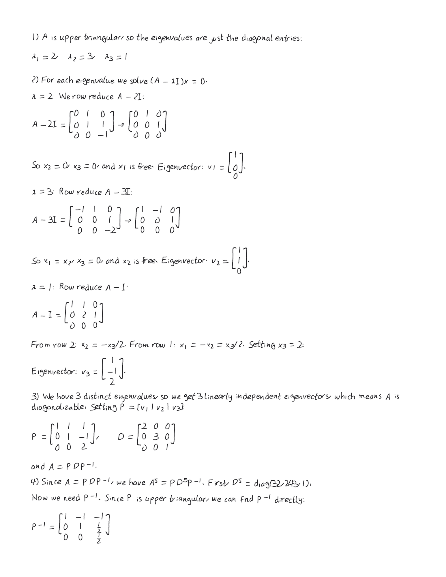 Eigenvalue computation with matrix operations and characteristic polynomial in handwriting