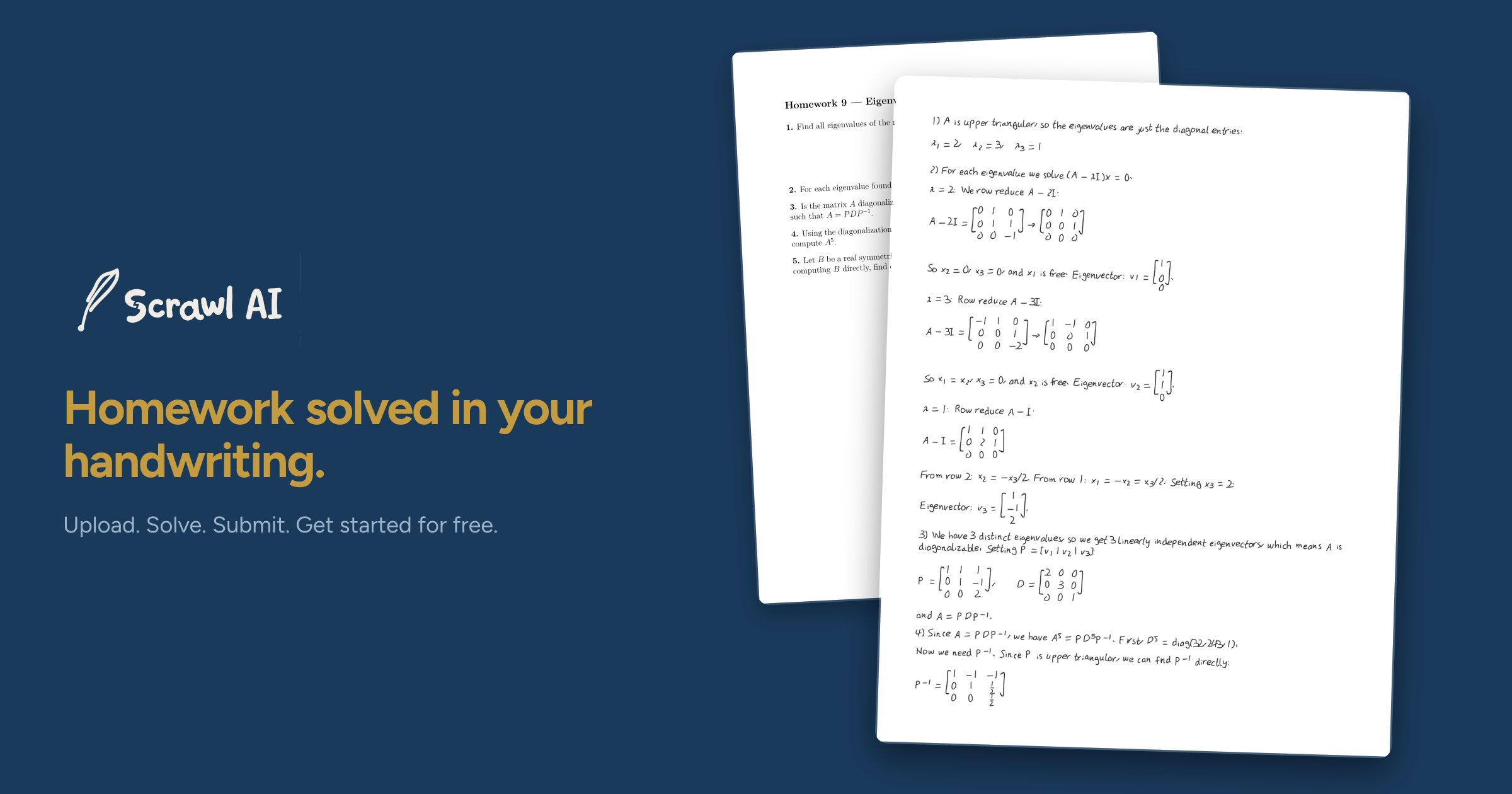 Scrawl AI -- Homework Solved in Your Handwriting